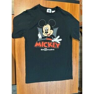 Disney Mickey Mouse Walt Disney World Graphic T-Shirt Black Adult Size Small (S)